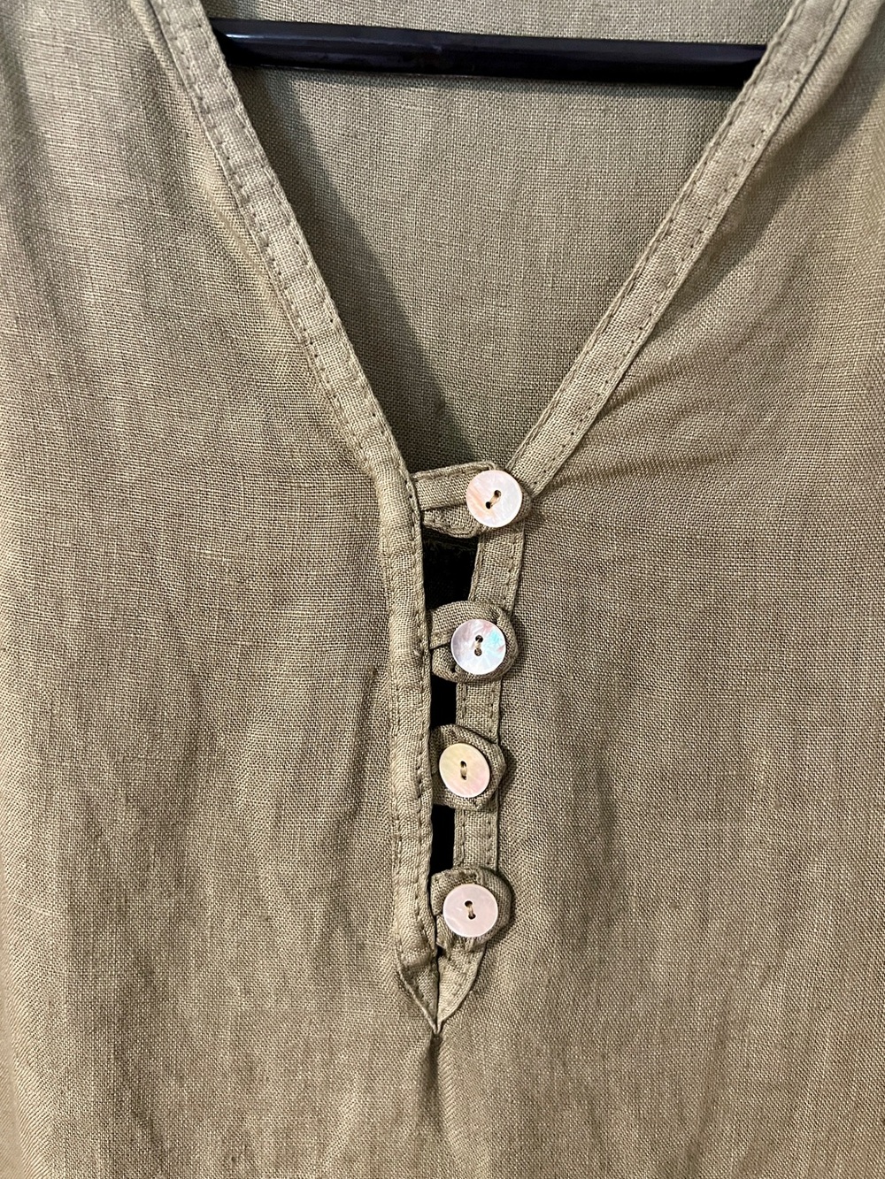 Italian Linen Ruffle Sleeve Dress - Picture 2 of 7